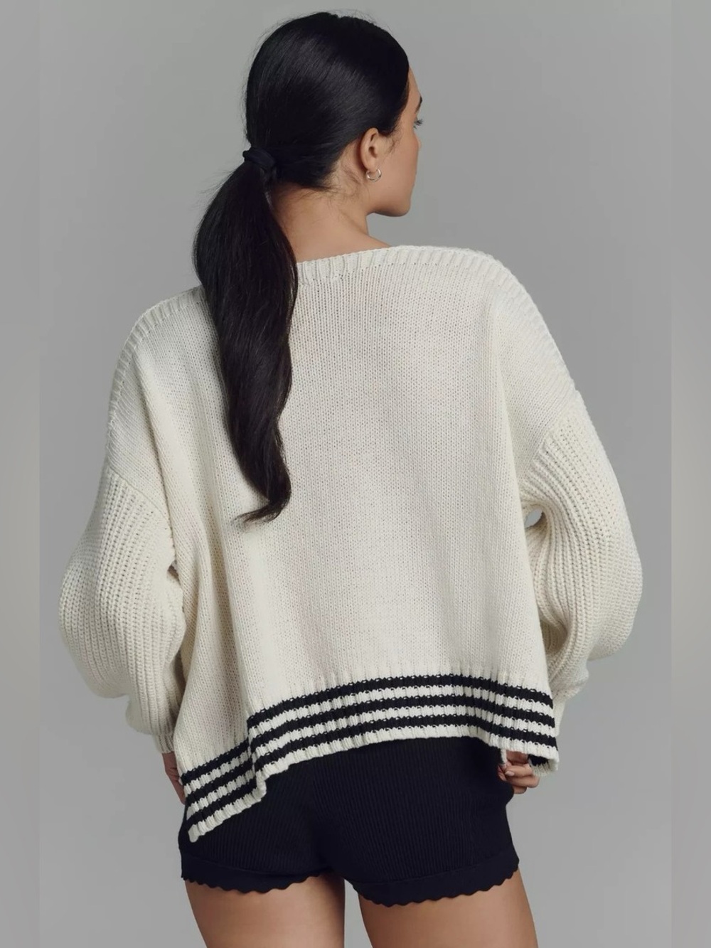 Anthropologie Maeve Catch of the Day Viral Linen Preppy Sweater M - Picture 4 of 15